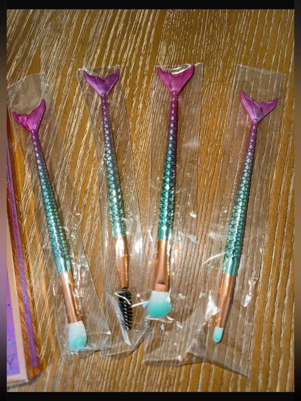 Kids Mermaid Makeup Brush Set - Purple & Teal